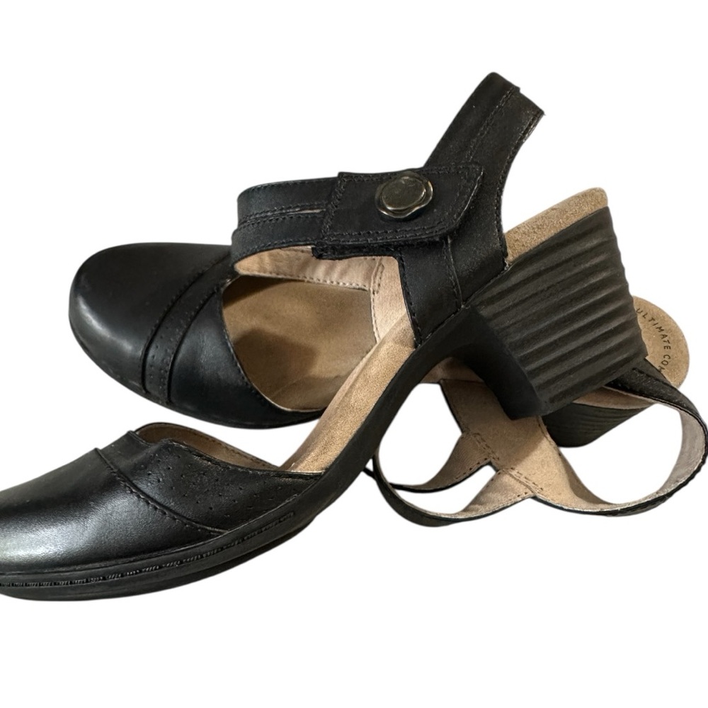 Clarks Black Leather Block Heel Mary Jane